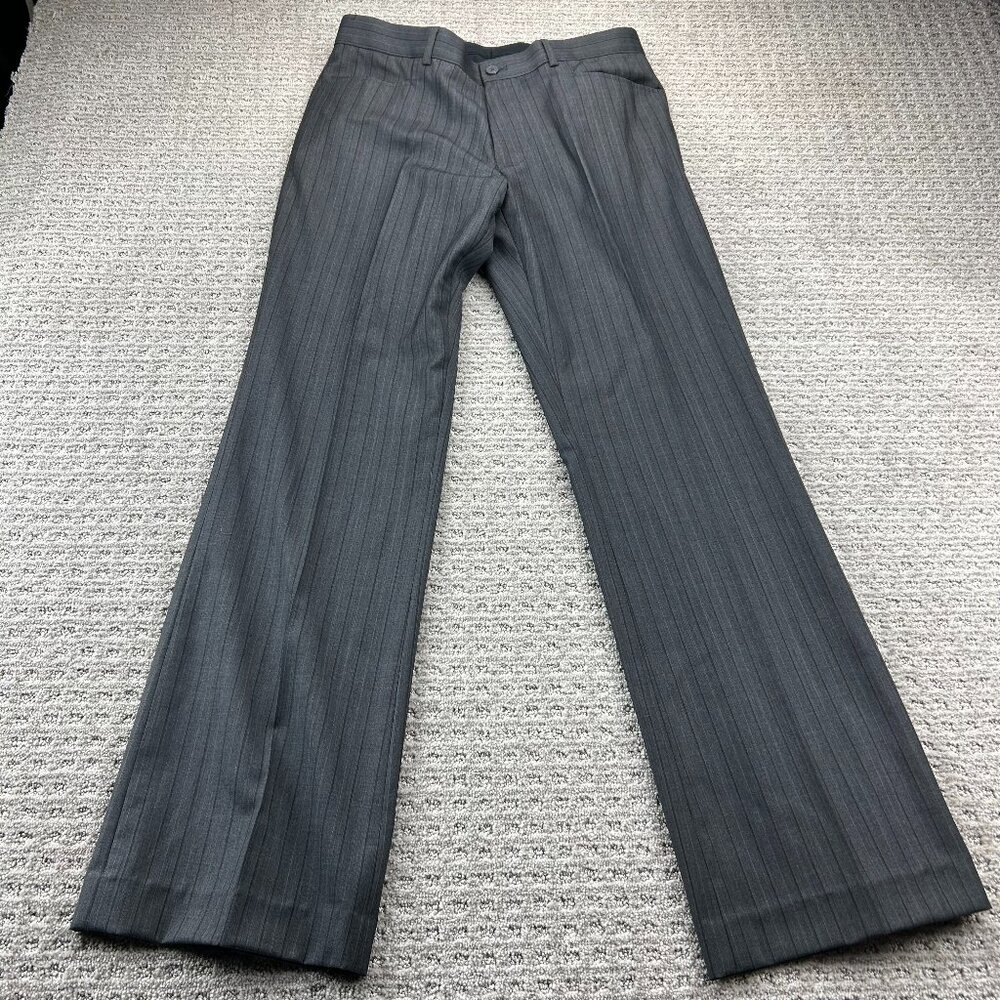 MEXX Formal Dress Pants Men Size 46 Gray Striped - Hemmed